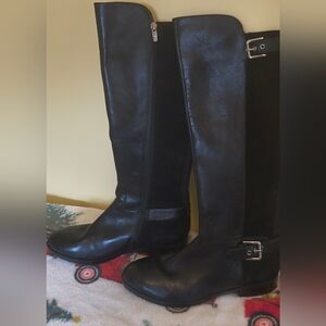 Marc Fisher Knee High Black Leather Riding Boots Women's Size 8